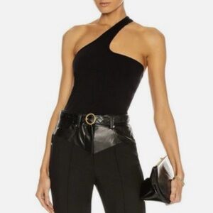 NWT Helmut Lang Black Asymmetrical Seamless Cut-Out Jersey Tank Top